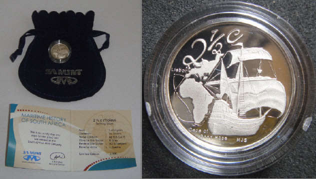 Republic of South Africa: Silver Proof Tickey (2.5c) of 2009 (Maritime History)