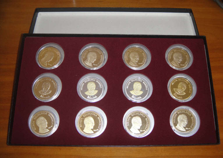 Collection of 12 Nelson Mandela Crown-Size Commemorative Medallions (Capsulated) in Display Box
