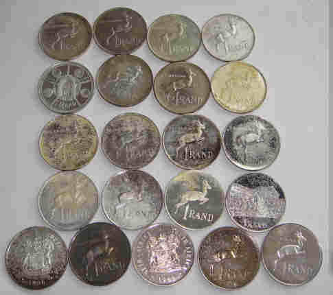 Republic of South Africa: Silver Proof R1 Collection: 1970-1990 (21 coins)