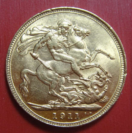 Australia (Sydney Mint): GOLD Sovereign (£1) of King George V of 1911