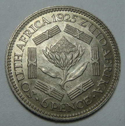 Union of South Africa: Sixpence of 1925 (SCARCE Date and High Grade)