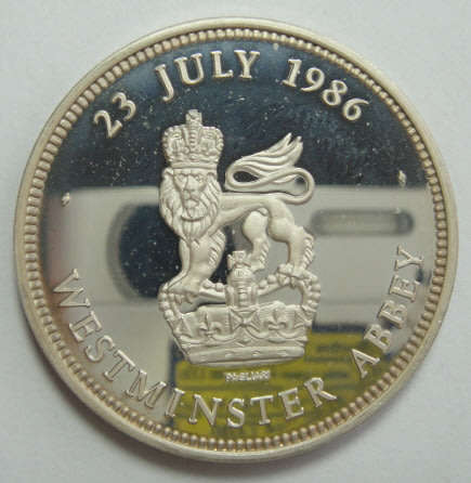 Sterling Silver Medallion : Andrew Sarah Royal Wedding Westminster Abbey 1986