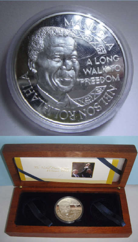 Mint of Norway: Mandela and De Klerk Nobel Peace Prize Winners: 1 Oz Silver Medallion