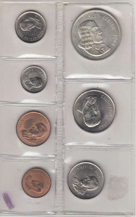 Republic of South Africa: Uncirculated Coin Set of 1968 (Afrikaans) Four Available