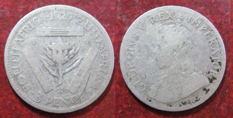Union of South Africa : Tickey (Silver 3-Pence) of 1929 (3 available)