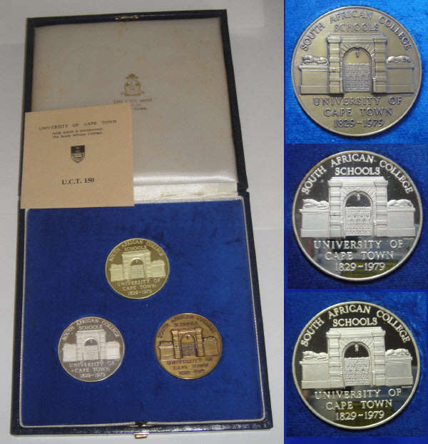 University of Cape Town 150th Anniversary: 1829-1979: Bronze, Silver & GOLD Medals
