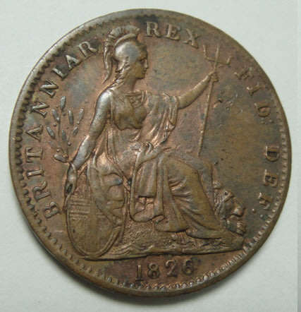 Lustrous : Great Britain: King George IIII : Farthing of 1826