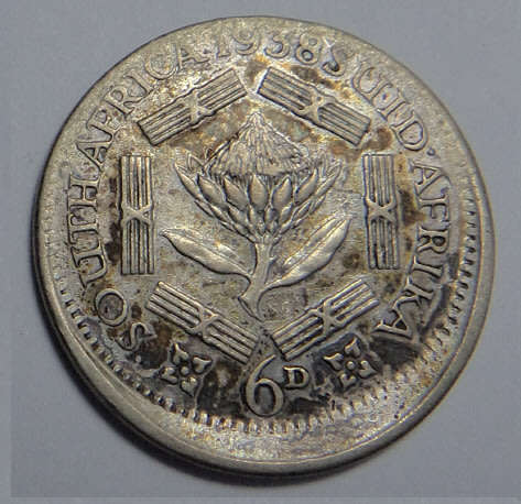 Union of South Africa: ERROR Coin: Sixpence of 1938