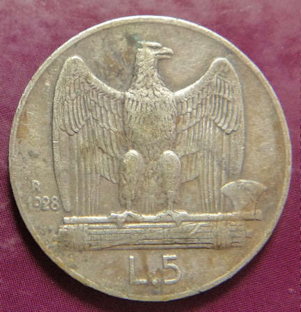 Italy: Victor Emmanuel III: Silver 5 Lire of 1928