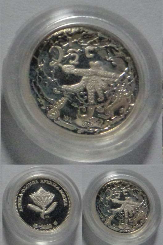 Republic of South Africa: Proof Tickey (Silver 2.5c) of 2000 (Octopus)