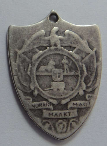 Paul Kruger ZAR: Trench Art / P.O.W. Watch Fob /  Pendant made from Half Crown