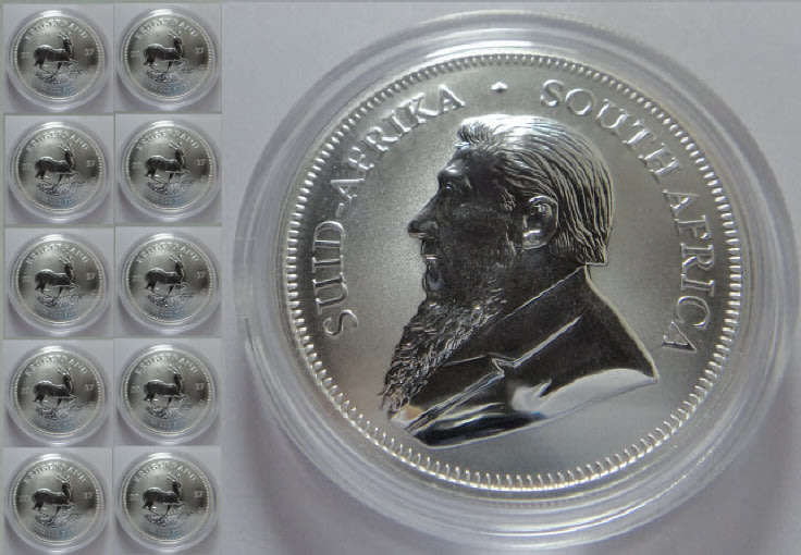 2017 SILVER 1OZ KRUGERRAND, Premium Uncirculated with Privy Mark: One bid takes 10 coins with COAs
