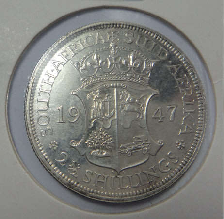 Union of South Africa: Proof Half Crown (2/6-) of 1947