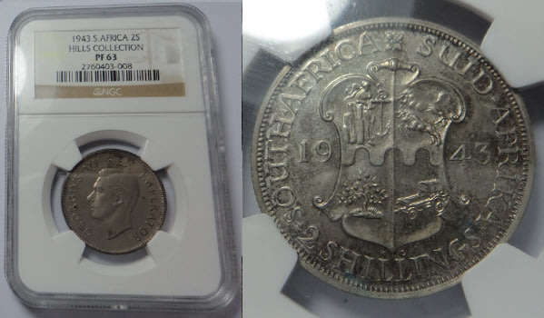 Union of South Africa : Two-Shillings (2/-) of 1943: NGC graded PF 63 (SCARCE)