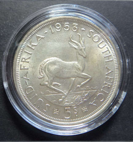 Union of South Africa: Crown (Silver 5/-) of 1953