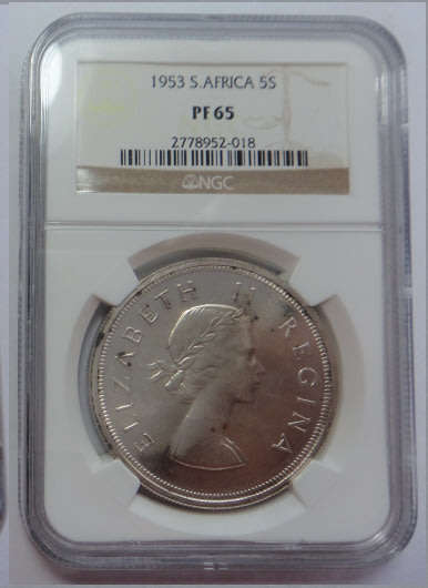 Union of South Africa: Crown (5/-) of 1953: NGC graded PF 65