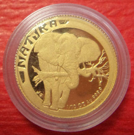 Republic of South Africa: Proof GOLD 1/10 NATURA of 1996 (The Elephant)