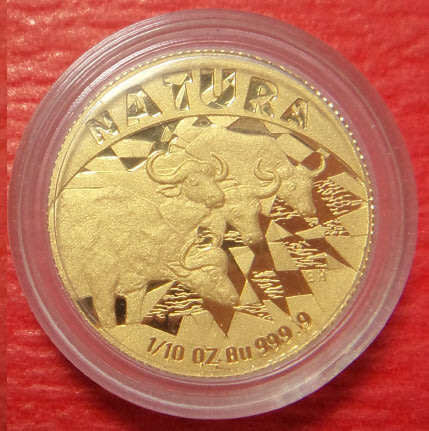 Republic of South Africa: Proof GOLD 1/10 NATURA of 1997 (The Buffalo)
