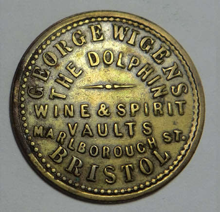 Bristol (England) George Wigens, The Dolphin Pub Three Pence (3d) Token