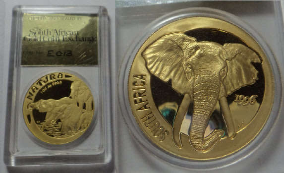 Republic of South Africa: GOLD 1 OZ Natura 1996 (Elephant):SAGCE Certified & Sealed