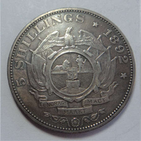 Paul Kruger ZAR: Crown (5/- Single Shaft) of 1892 (VF+ details)