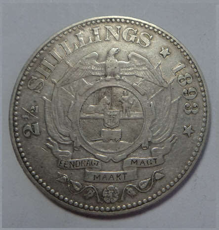 Paul Kruger ZAR: Half Crown (2/6-) of 1893 (Better Grade)