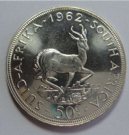 Republic of South Africa: Crown (Silver 50c) of 1962 (Proof Condition)