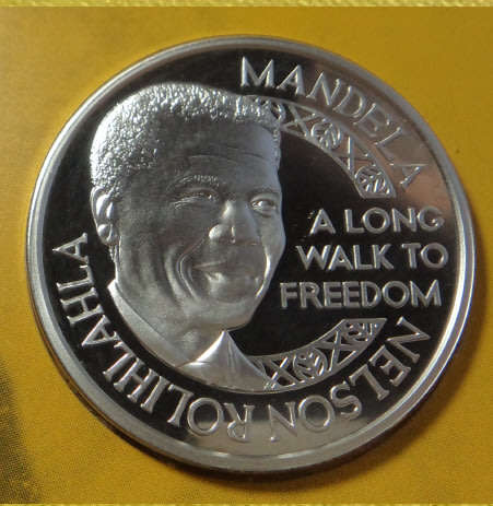 Mint of Norway: Nelson Mandela: Nobel Peace Prize  1 OZ Silver Medallion of 2001