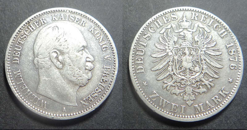 German Reich: Silver Two-Mark of 1876 (A)