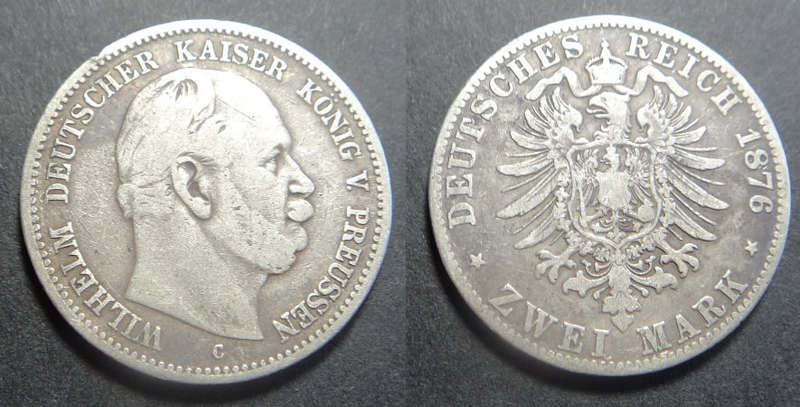German Reich: Silver Two-Mark of 1876 (C)
