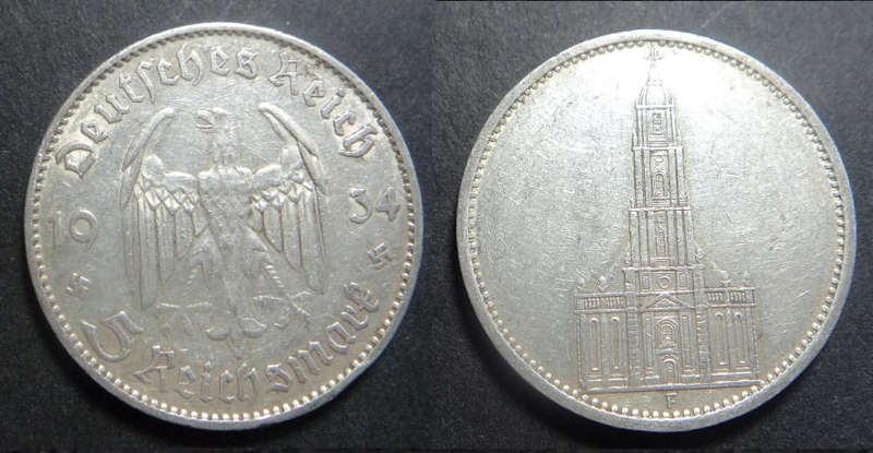 German Reich: Silver Five-Mark of 1934 (F)
