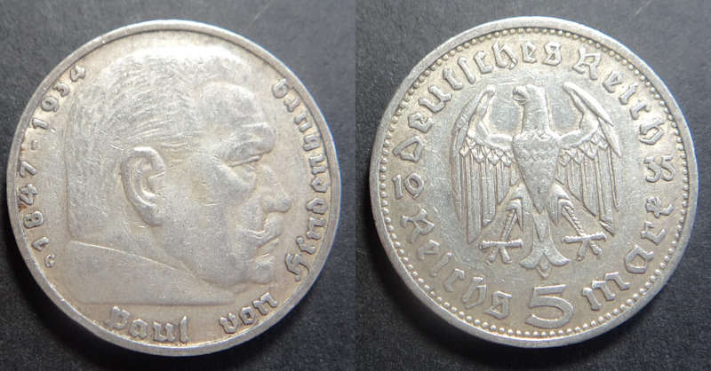 German Reich: Silver Five-Mark of 1935 (G)