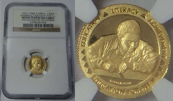 Republic of South Africa: 1/10th OZ GOLD R1 of 1995 (Mandela / Education) NGC PF68 Ultra Cameo
