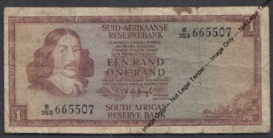 Republic of South Africa: TW de Jongh 3rd Issue R1 (1975) with SPRINGBOK watermark