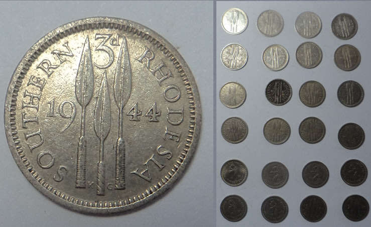 Rhodesia: COMPLETE Tickey Collection (1932-1970 bar 1939)