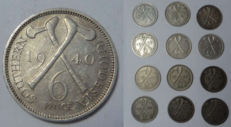 Southern Rhodesia: 12-piece Sixpence Collection (1932-1952)