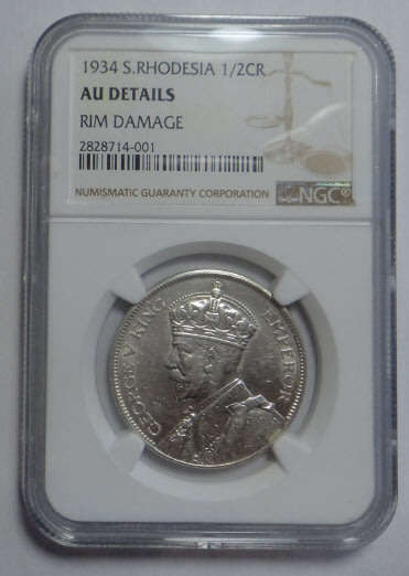 Southern Rhodesia: Silver Half Crown of 1934: NGC graded AU Details
