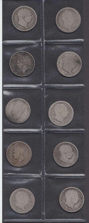 Great Britain: Ten SILVER Shillings struck before the reign of Queen Victoria