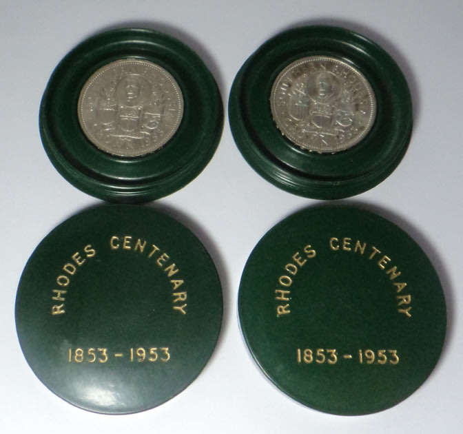 Southern Rhodesia: Both Varieties of the Silver Rhodes Commemorative Crown of 1953