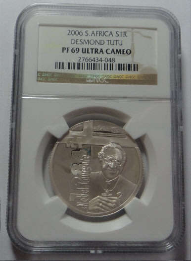 Republic of South Africa: Silver R1 of 2006 (Tutu) NGC PF 69 Ultra Cameo