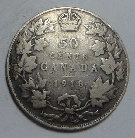 Canada: George V Silver 50c (Half Dollar) of 1918