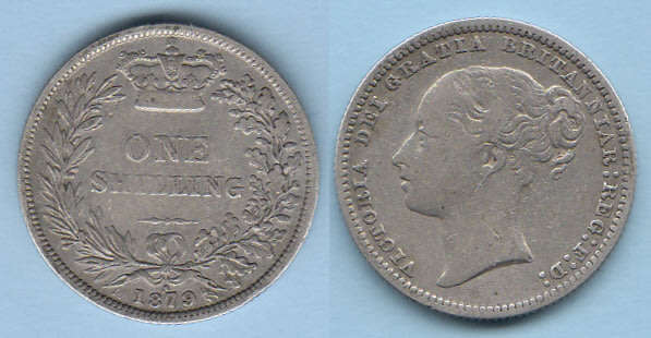 Great Britain, Victorian Silver Shilling (1/-) of 1879