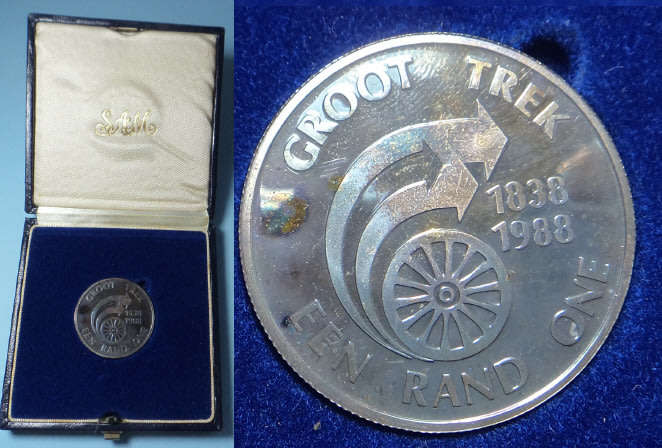 Republic of South Africa: Silver Proof R1 of 1988 (Great Trek) 2 available