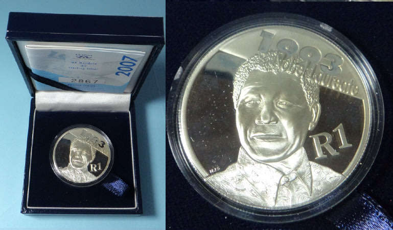 Republic of South Africa: Silver proof R1 of 2007 (Mandela) 5 available