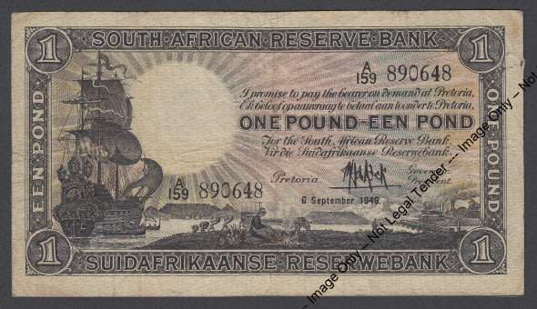 Union of South Africa: One Pound // Een Pond dated 6 September 1946