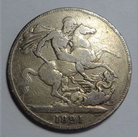 Great Britain: Silver 5-Shillings (Crown) of  King George IIII of 1821