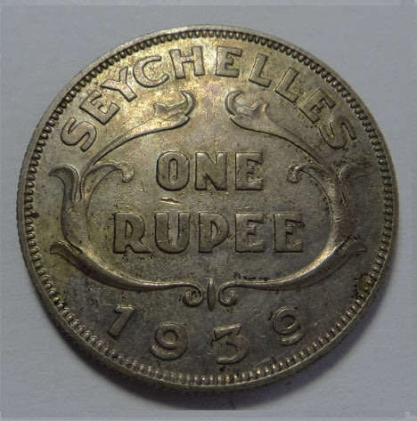 Seychelles, King George VI, Silver One Rupee 1939