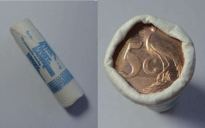 Republic of SA: Trust Bank Roll of uncirculated 5c coins of the 1990s