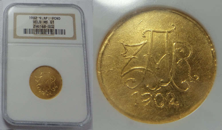 Zuid-Afrikaansche Republiek: Gold VELDPOND of 1902: NGC graded MS 61