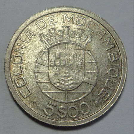 Mozambique: Silver 5 Escudos of 1949